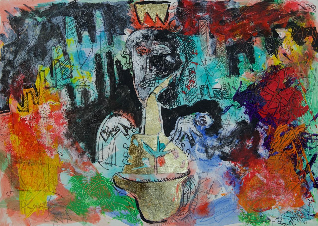Jazz in città - Mixed Media Art Neoespressionismo di Sax Berlin