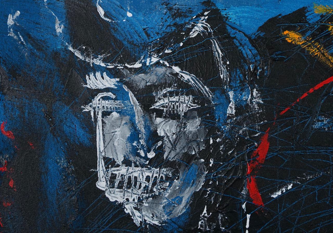 LaLa Land. Pintura al óleo neoexpresionista contemporánea sobre lienzo - Abstract Painting Negro de Sax Berlin