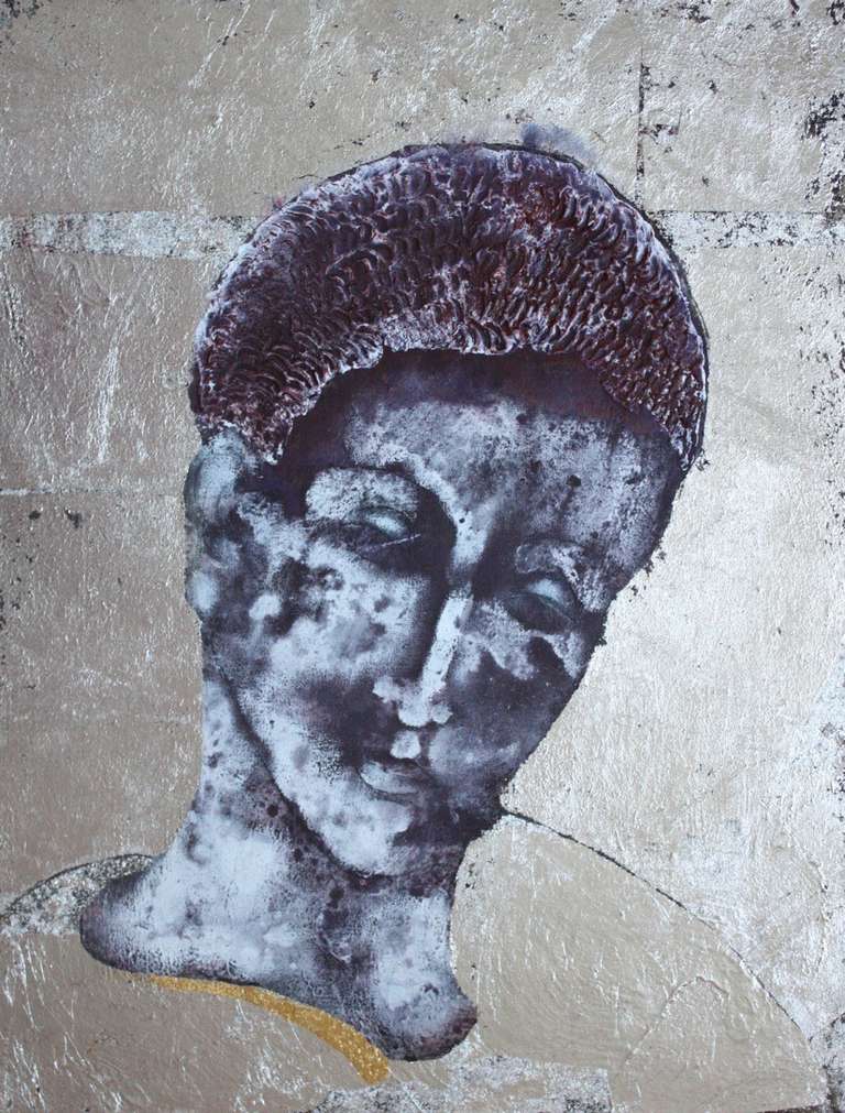 Desiderio, pittura contemporanea a tecnica mista con foglia d'oro e d'argento