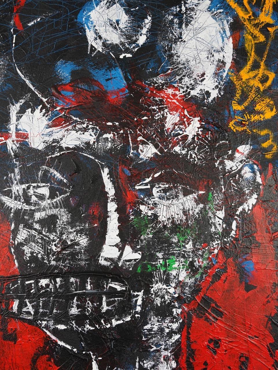 Mark Jenkin in La La Land : Contemporary  Oil Painting - Black Abstract Painting by Sax Berlin