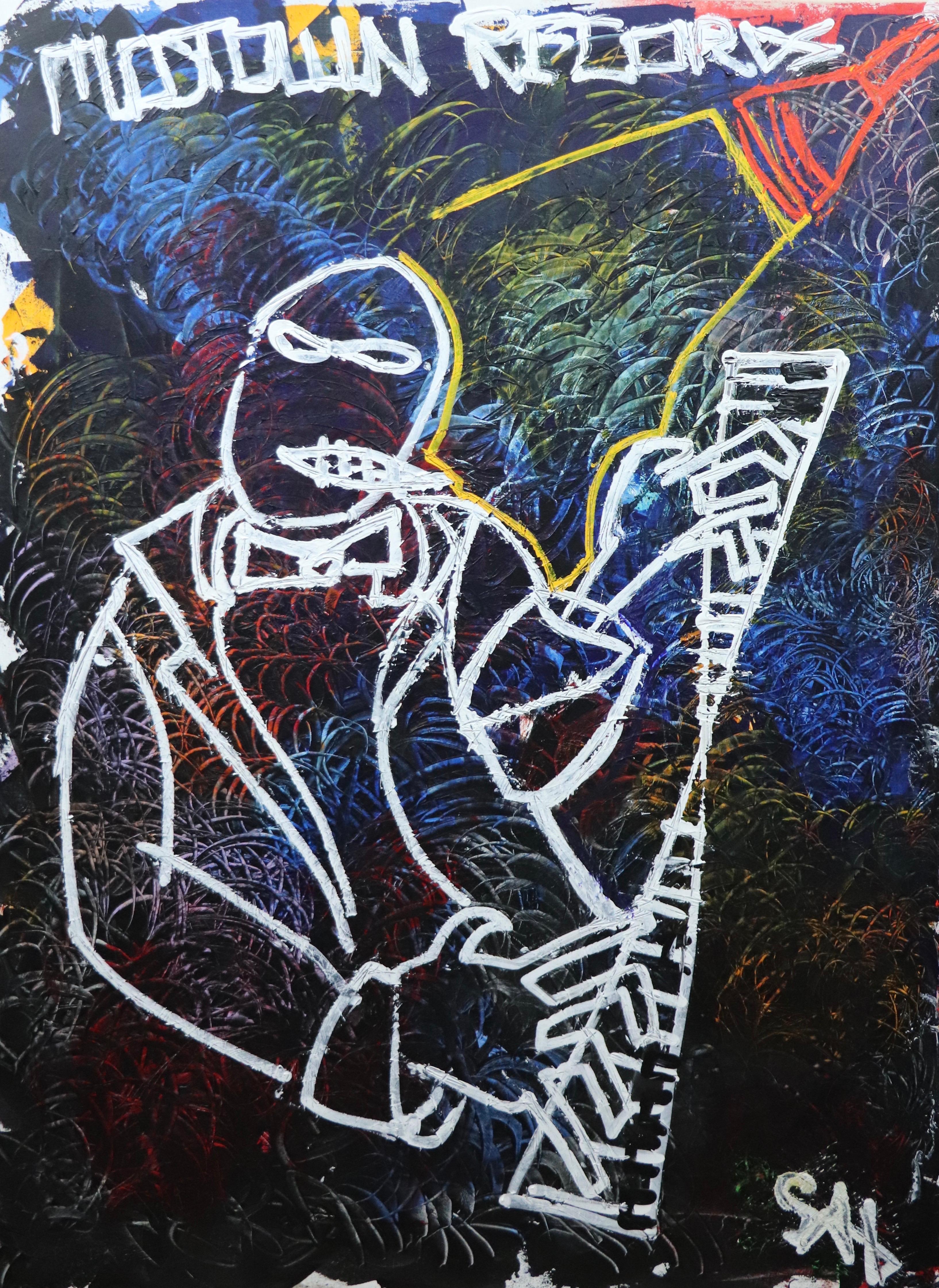 Sax Berlin Figurative Painting - "Motown Records". Contemporary Neo-Expressionist Painting