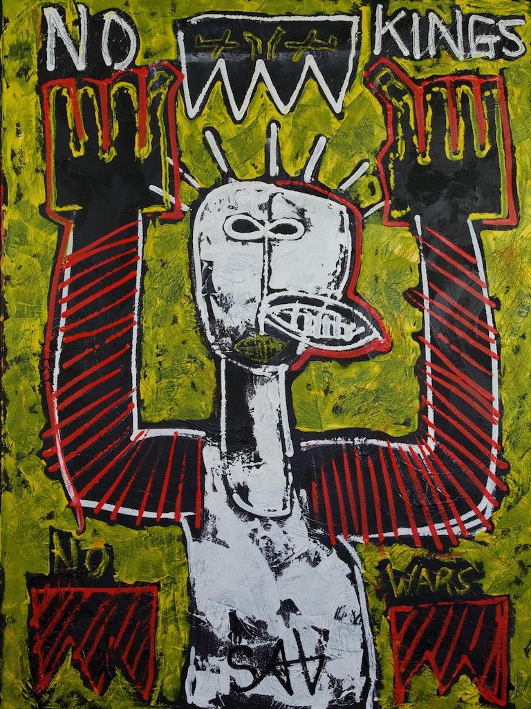 Sticking to his 1980s Neo-expressionist roots Sax Berlin produces a topical piece close to his heart.  Let his work do the talking

Oil and acrylic paint on stareched canvas
Signed
