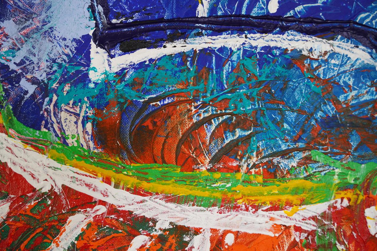 NIENTE RE NIENTE GUERRA:  Pittura ad olio neo espressionista di grandi dimensioni - Painting di Sax Berlin