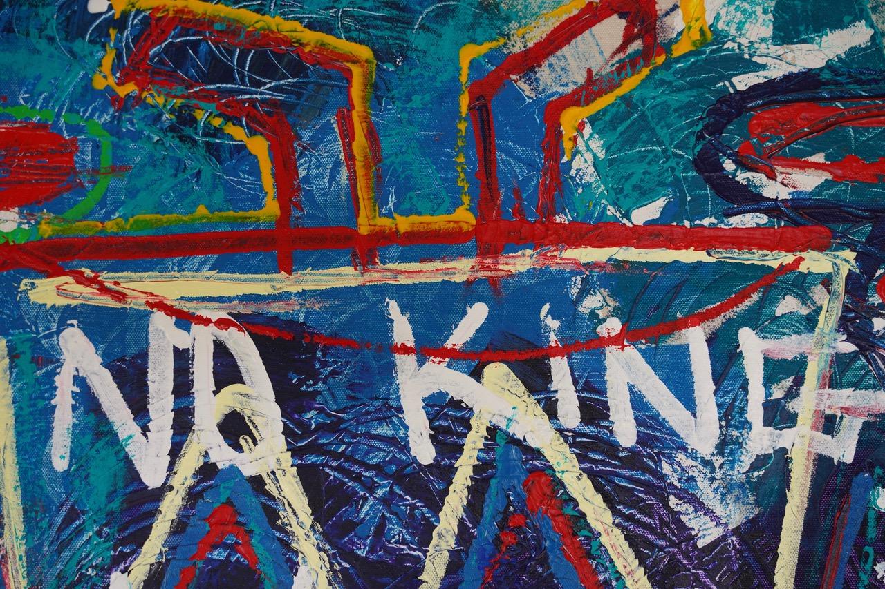NO KINGS NO WAR:  Large Neo Expressionist Oil Painting For Sale 1