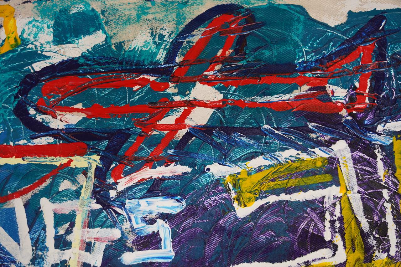 NO KINGS NO WAR:  Large Neo Expressionist Oil Painting For Sale 2