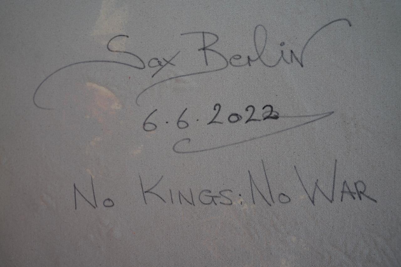 NO KINGS NO WAR:  Large Neo Expressionist Oil Painting For Sale 3
