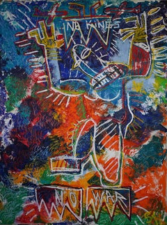 NO KINGS NO WAR:  Large Neo Expressionist Oil Painting
