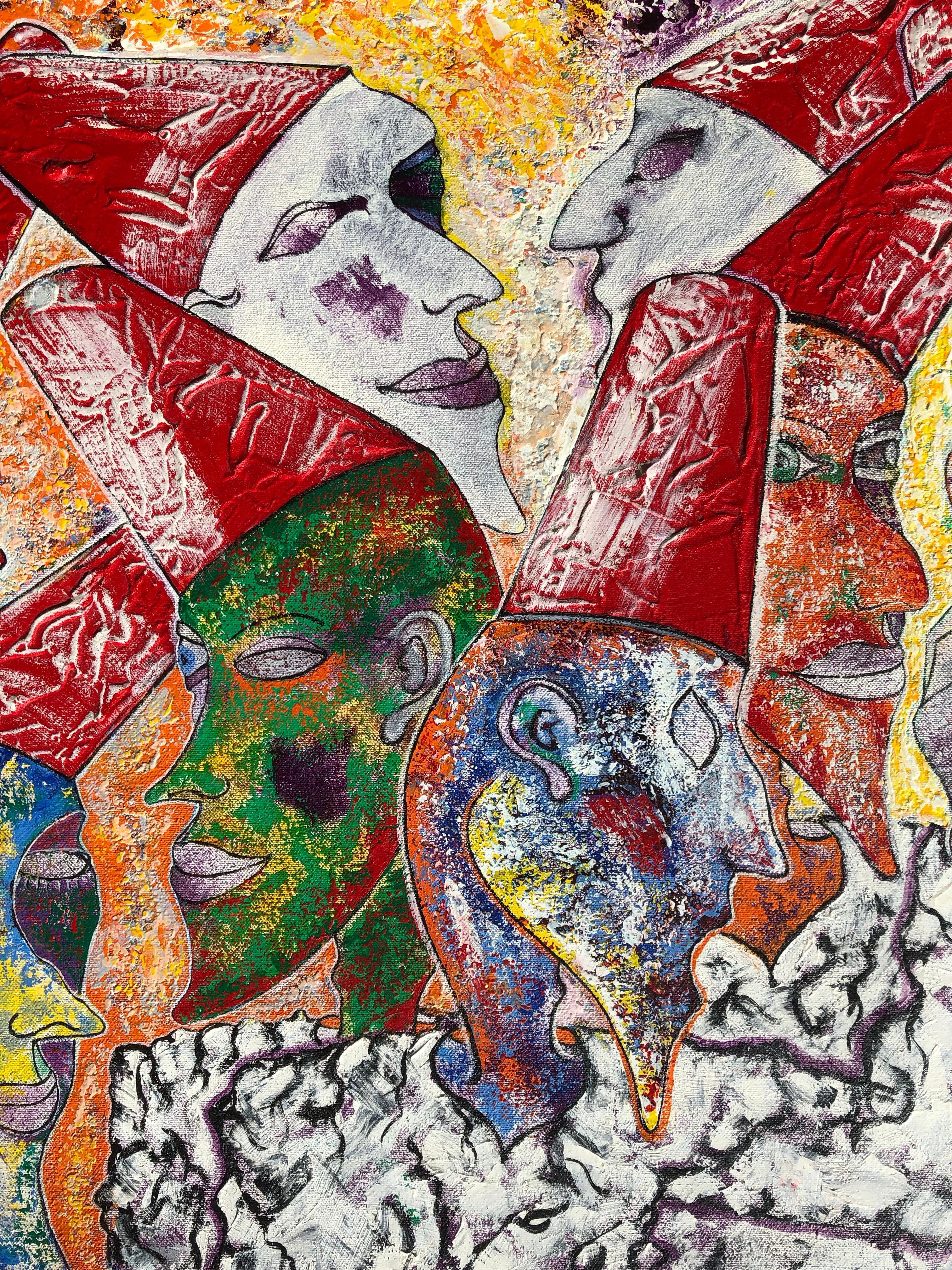 Debate abierto, Pintura figurativa al óleo sobre lienzo - Painting Contemporáneo de Sax Berlin