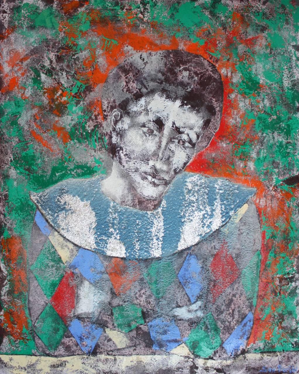 Sax Berlin Figurative Painting - "Petrushka", Hand Ground Pigments on Canvas