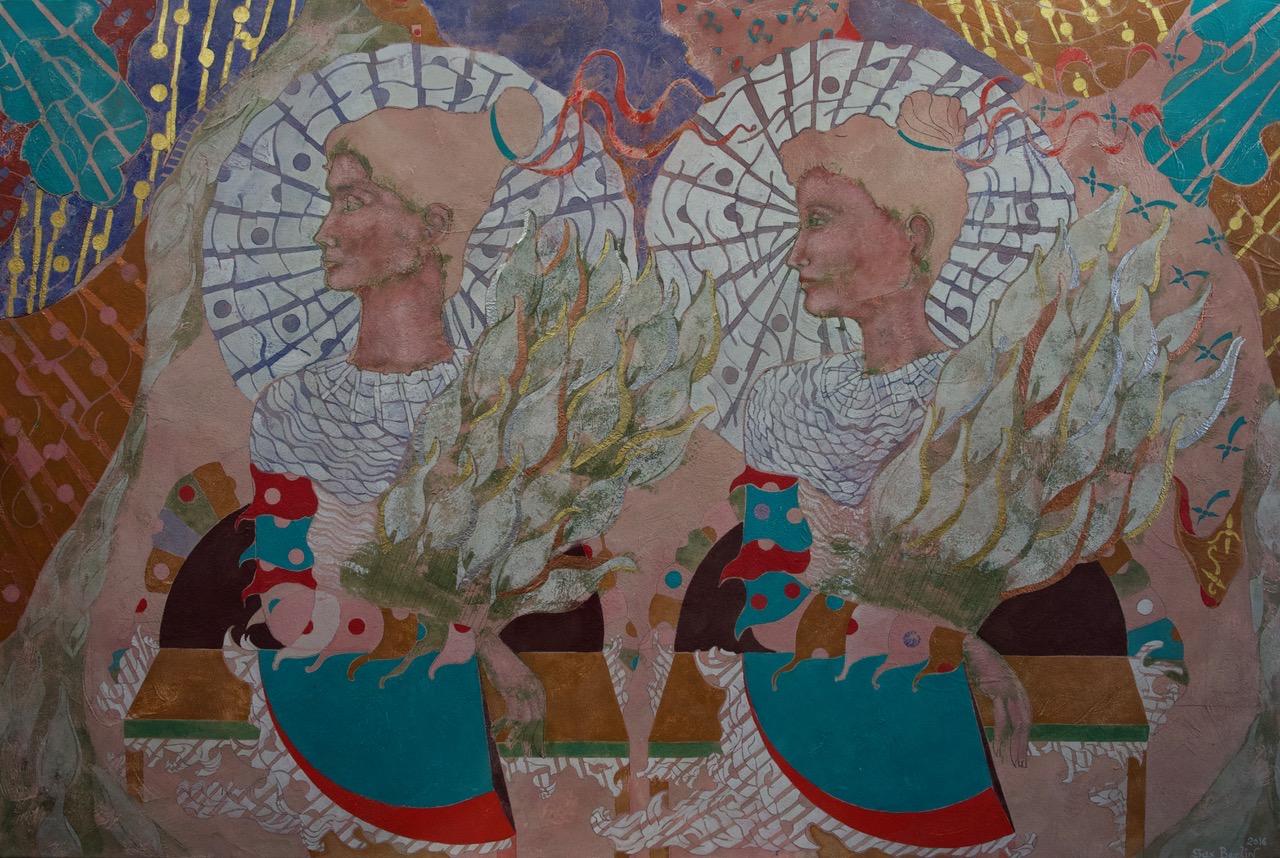 Figurative Painting de Sax Berlin - Sacerdotisa de las Flores