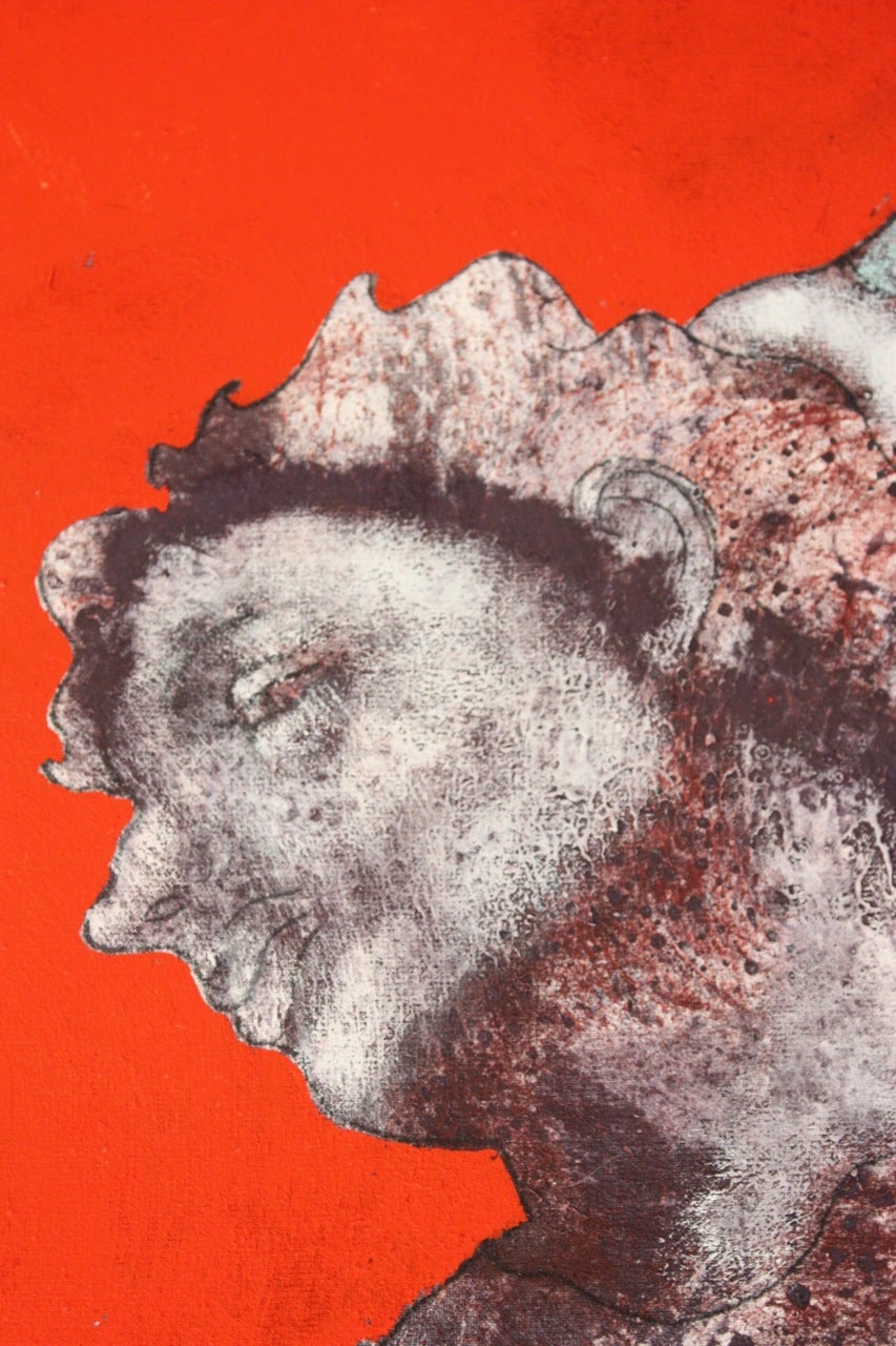 Riflesso di un uccello di fuoco, pittura ad olio figurativa contemporanea di Sax Berlin 2