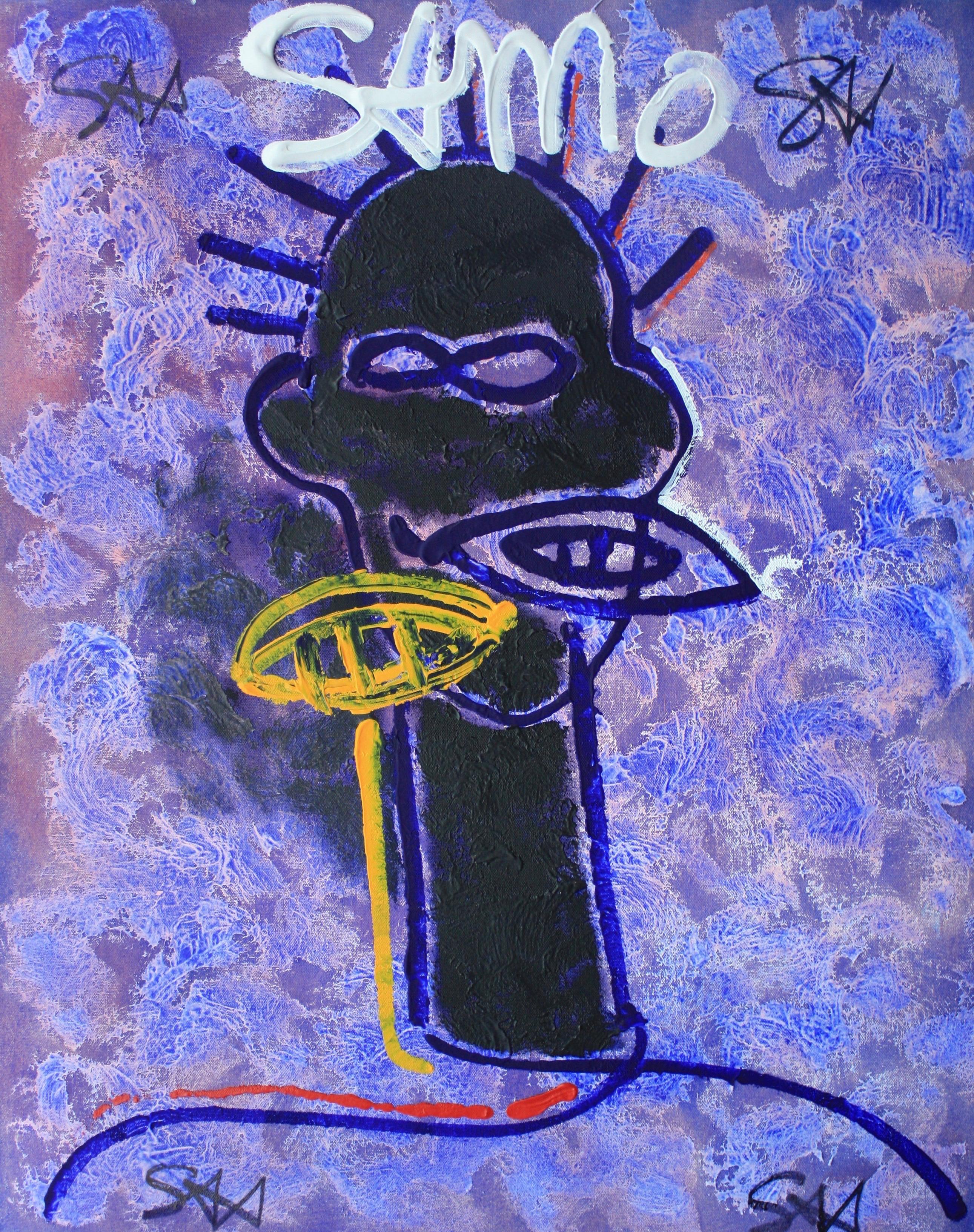 "SAMO Free Speech" Pintura al óleo neoexpresionista contemporánea  por Sax Berlin