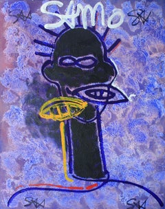 "SAMO Free Speech" Contemporary Neo Expressionist Oil Painting  by Sax Berlin