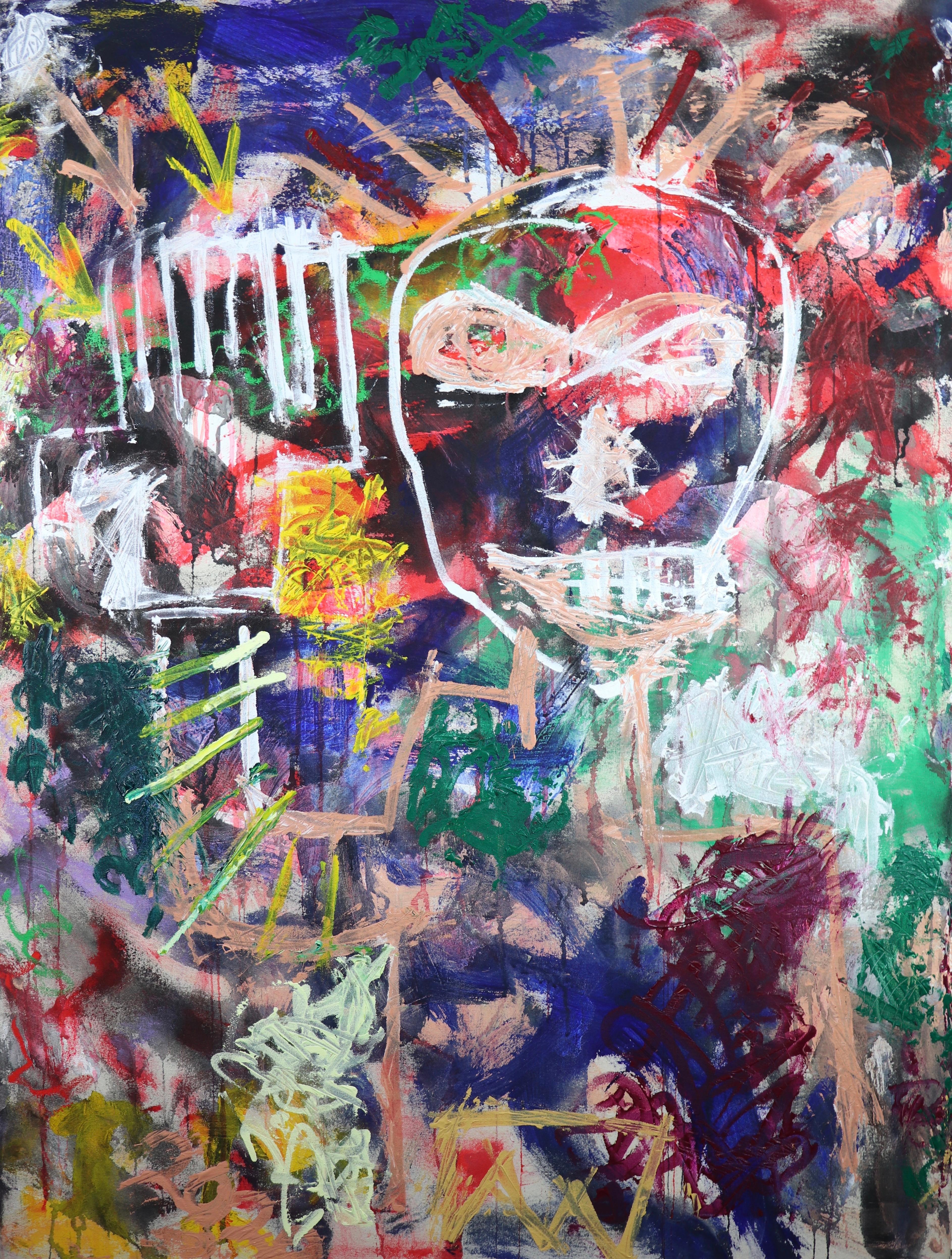 Sax Berlin Abstract Painting - Self Portrait with Billion Dollar Hand