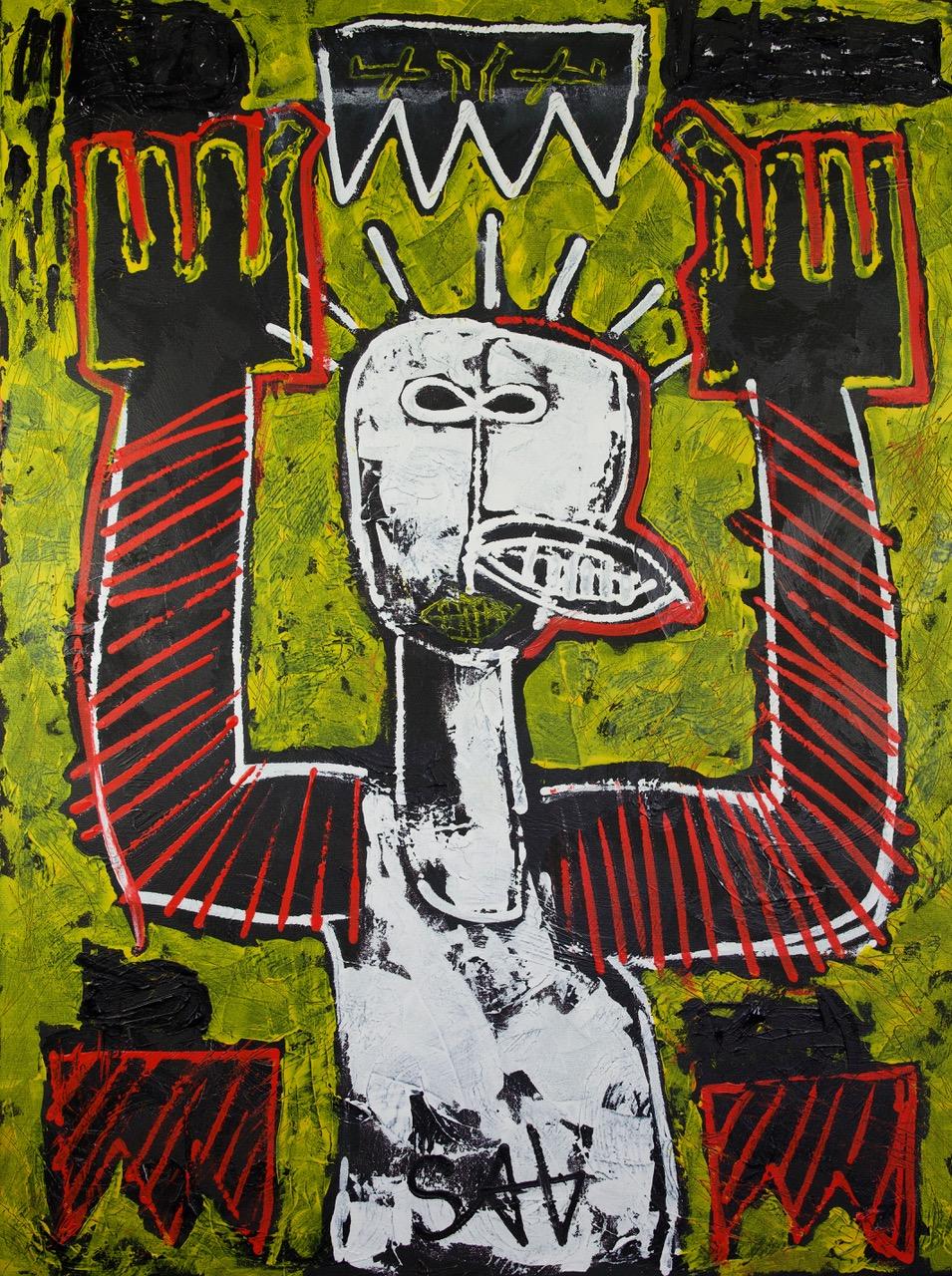 Figurative Painting Sax Berlin - Le bord tranchant.   Peinture néo-expressionniste contemporaine