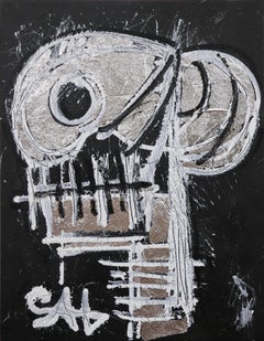 Silver Skull.  Contemporary Neo-Expressionist Painting