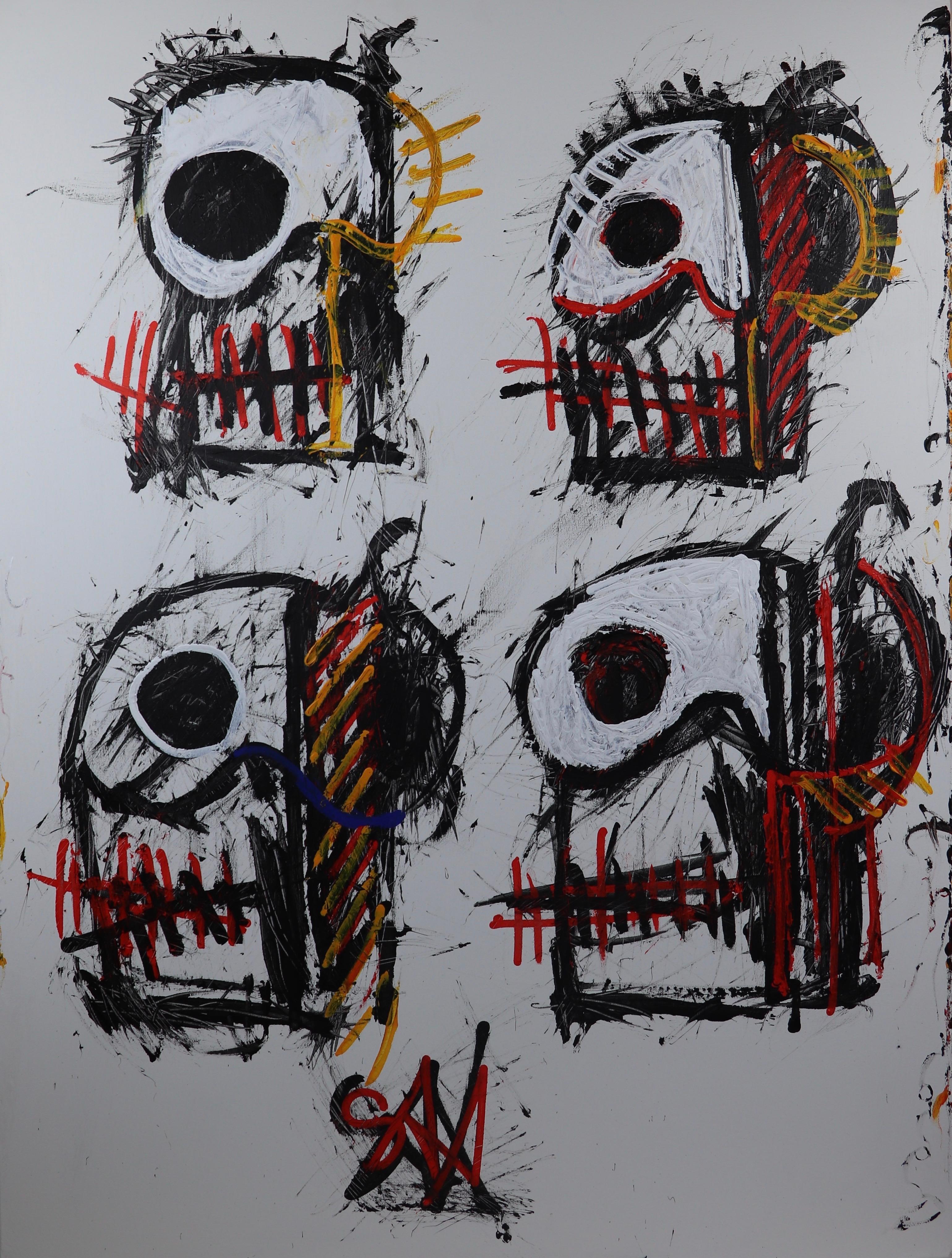 Sax Berlin Abstract Painting – Totenköpfe (Sterblichkeit)