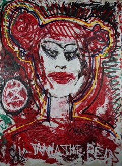 Tanya The Red : Red Rebel Brigade ( Brigade révolutionnaire rouge) Peinture à l'huile figurative contemporaine