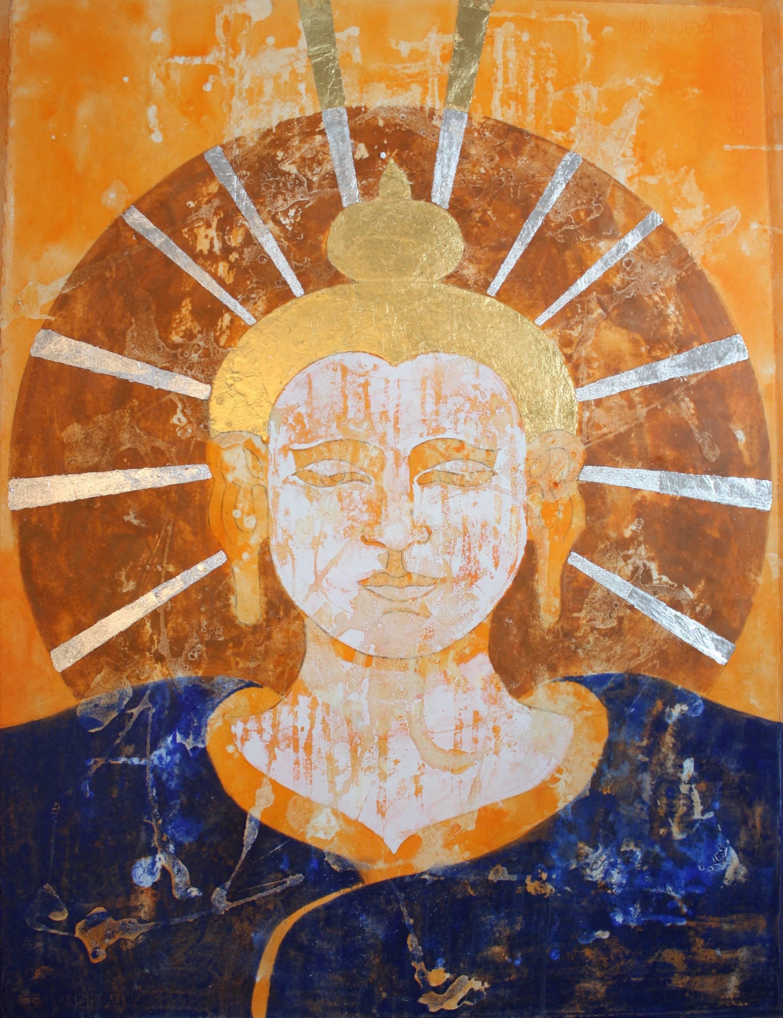 Tathagata : Peinture contemporaine de Bouddha en techniques mixtes par Sax Berlin