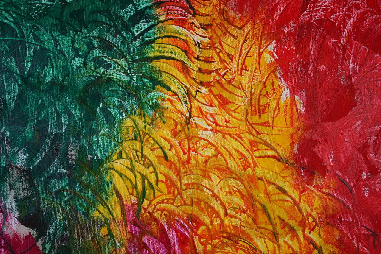 Le erbe che cadono e le bugie che cadono:  Pittura ad olio astratta contemporanea - Painting di Sax Berlin