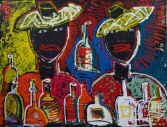 Vignerons:  Large Contemporary Neo Expressionist Oil Painting