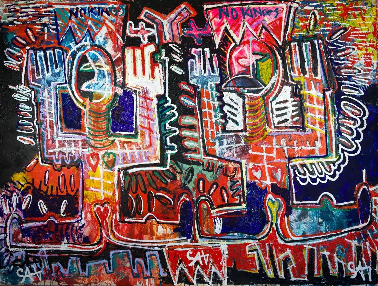 Washington's Wisdom: No Kings.  Contemporary Neo Expressionist Oil Painting