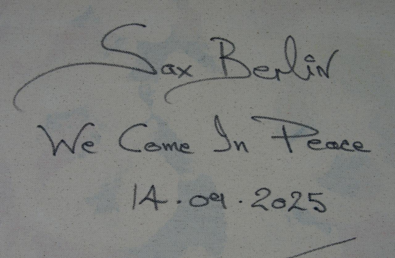 Wir kommen in Frieden:  Zeitgenössisches figuratives Gemälde im Angebot 2