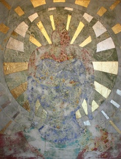 We Will Attain Peace: Mixed media Buddha painting by Sax Berlin