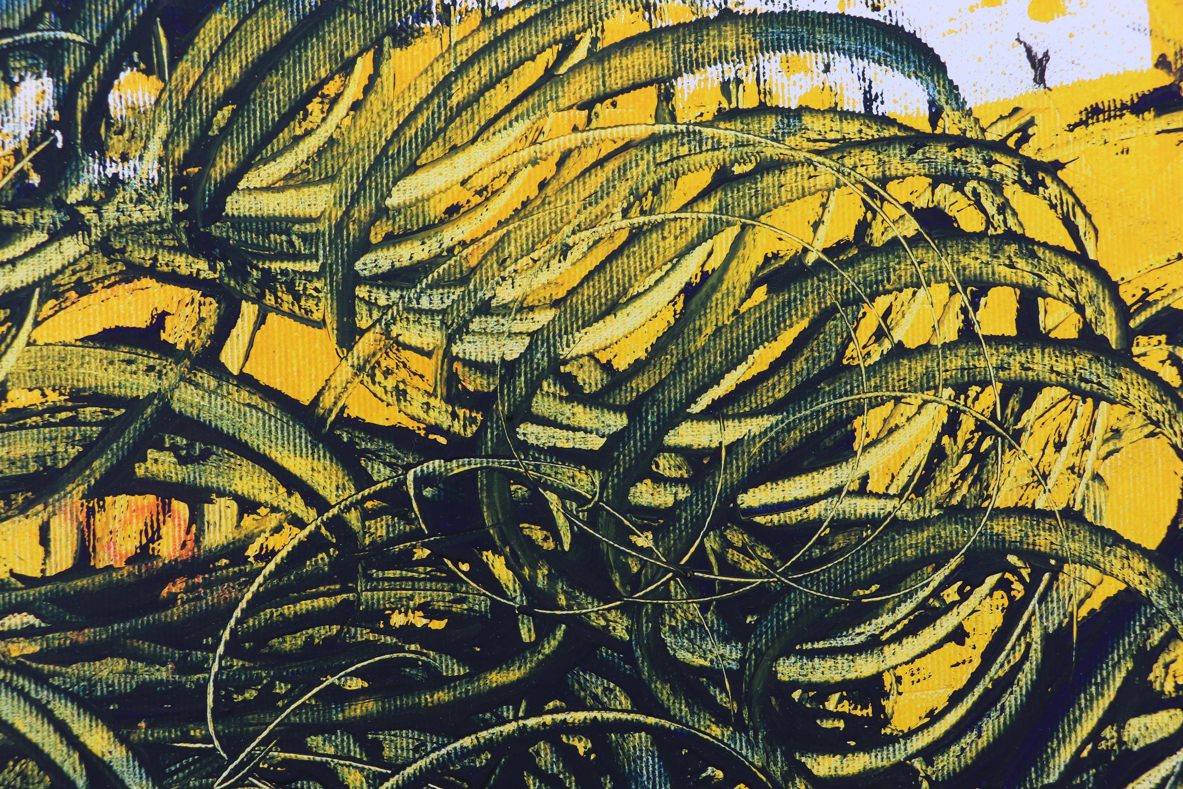 „Wheatfield With Crows, nach Vincent“. Zeitgenössisches surrealistisches Ölgemälde im Angebot 2