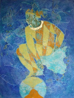 When Genius Flows We Become Luminous, Oil and Gold Leaf Figurative Oil Painting