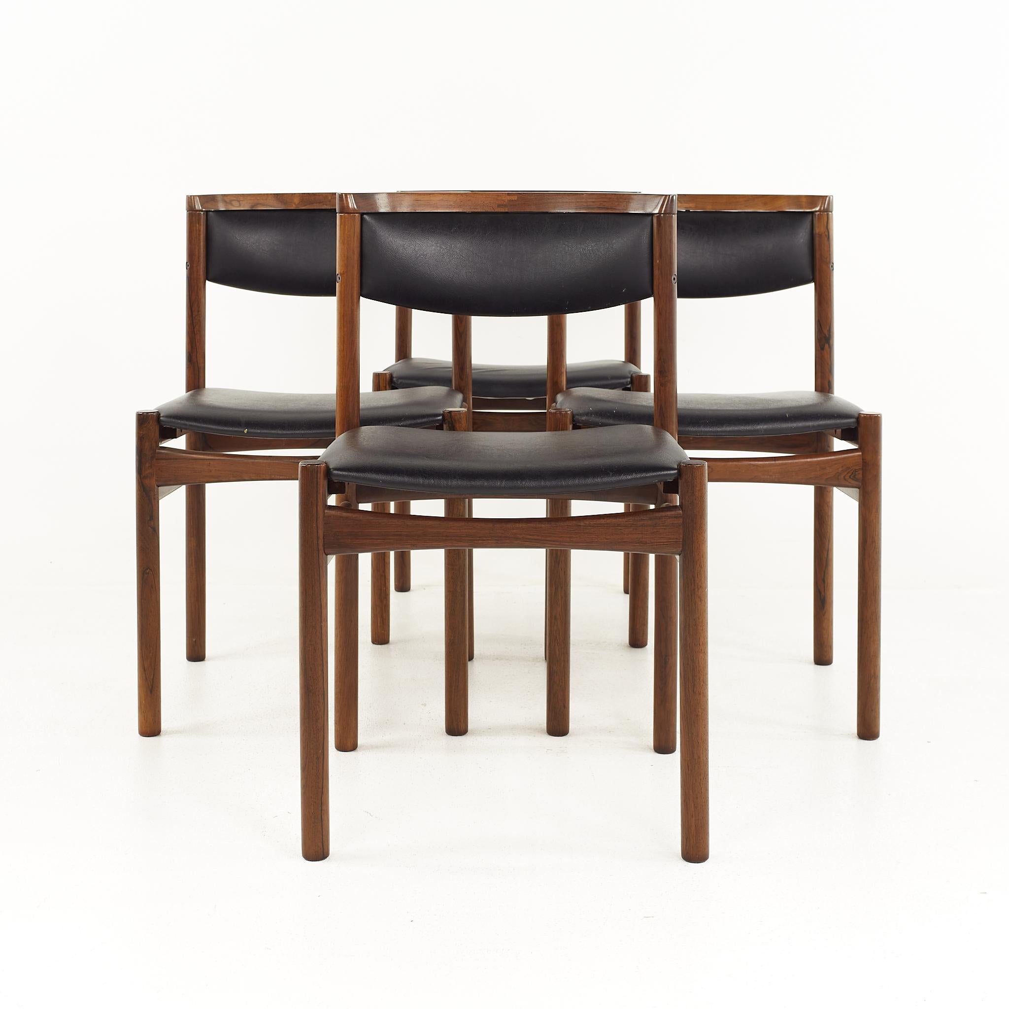 Sax Mobler mid century danish rosewood dining chairs - set of 4

Each chair measures: 18.75 wide x 17.5 deep x 30 high, with a seat height of 18 inches

All pieces of furniture can be had in what we call restored vintage condition. That means