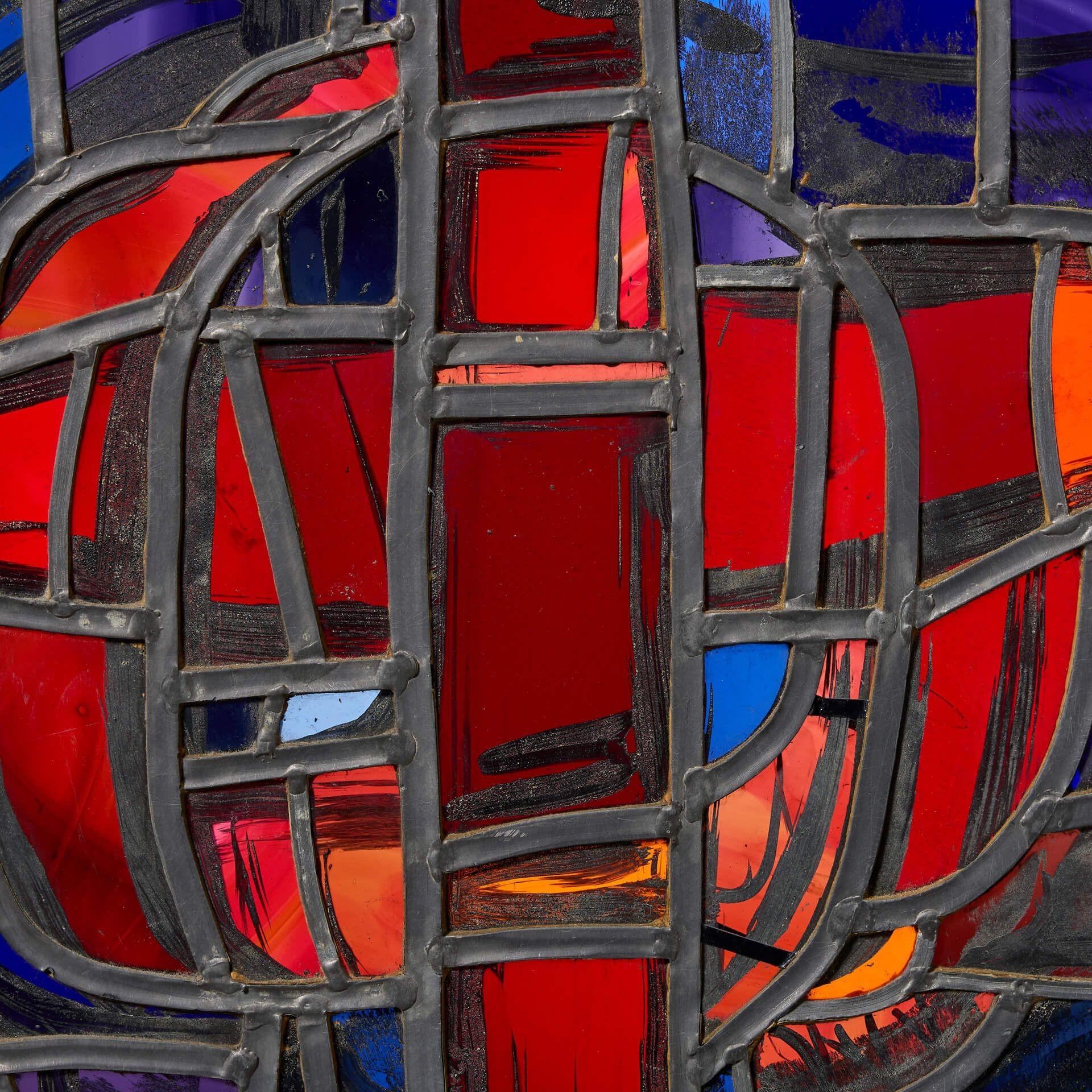 Mid-Century Modern Sax Shaw (1916-2000) Contemporary Religious Stained Glass Window For Sale