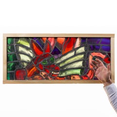 Sax Shaw (1916-2000) Stained Glass Window with Dragon