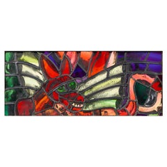 Sax Shaw (1916-2000) Stained Glass Window with Dragon