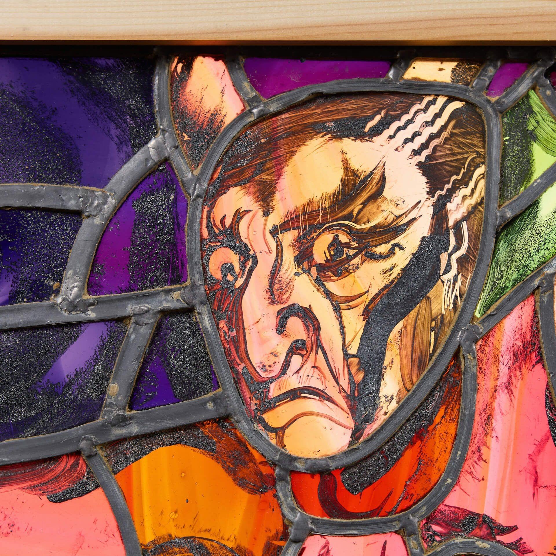 English Sax Shaw (1916-2000) Stained Glass Window with Mythical Figure For Sale
