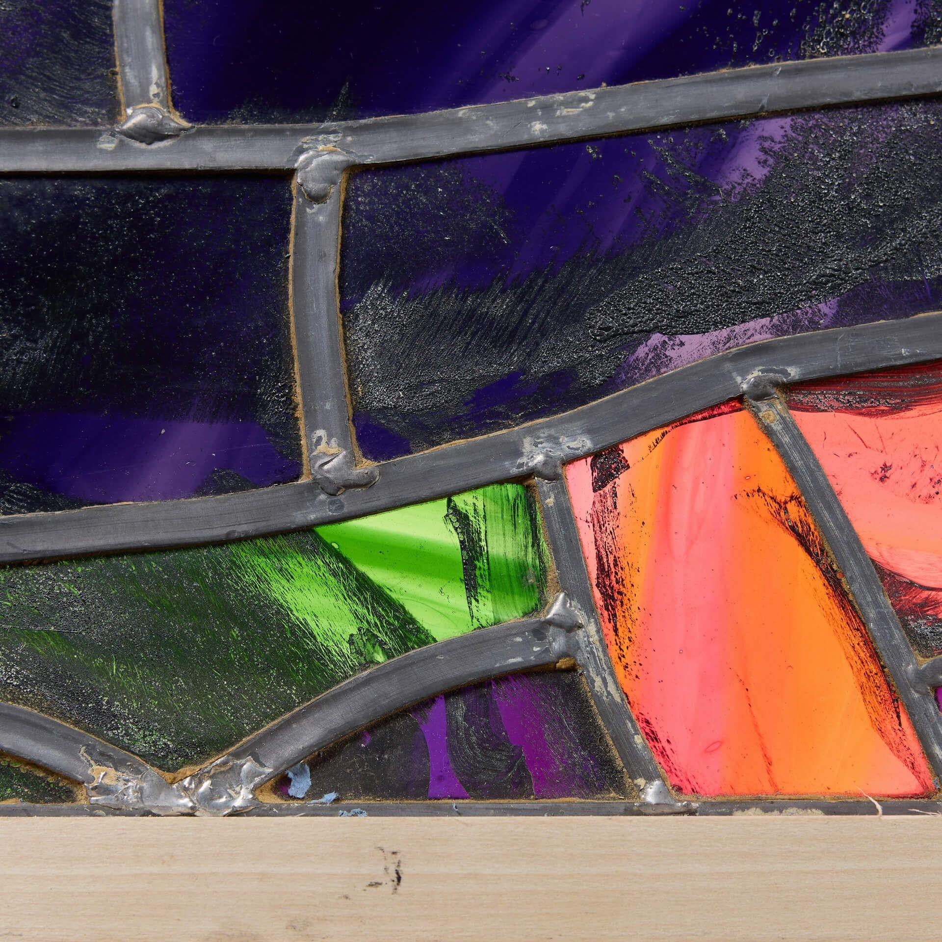Sax Shaw (1916-2000) Stained Glass Window with Mythical Figure In Fair Condition For Sale In Wormelow, Herefordshire