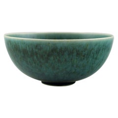 Saxbo Bowl of Stoneware Decorated with Beautiful Blue Green Glaze, 1940s