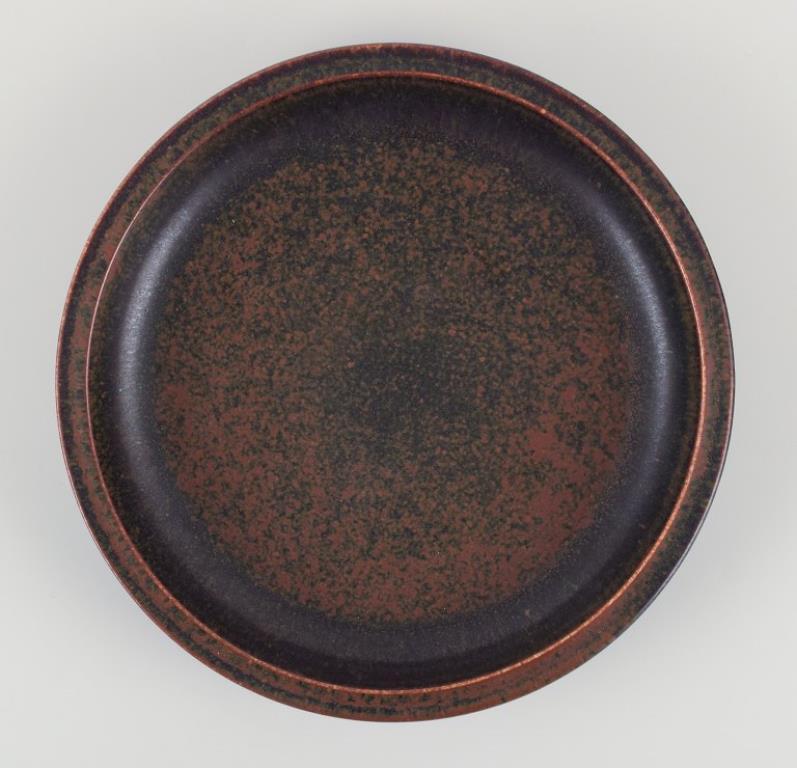 Scandinavian Modern Saxbo, Denmark. Ceramic bowl with brown glaze. Approx. 1940s. For Sale