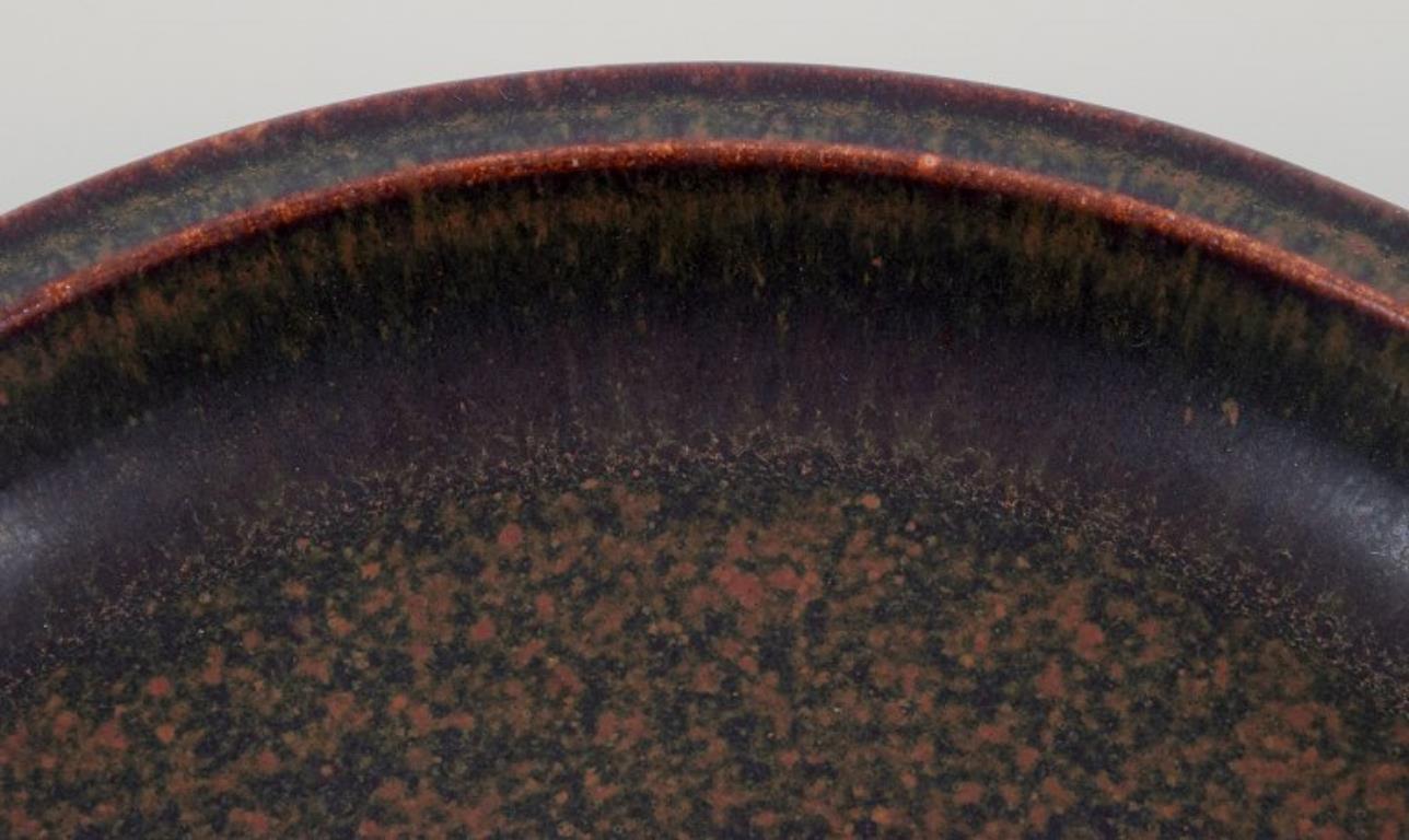 Glazed Saxbo, Denmark. Ceramic bowl with brown glaze. Approx. 1940s. For Sale