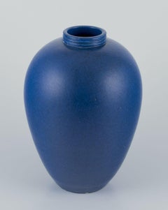 Saxbo, Denmark. Large and impressive ceramic vase in blue glaze.