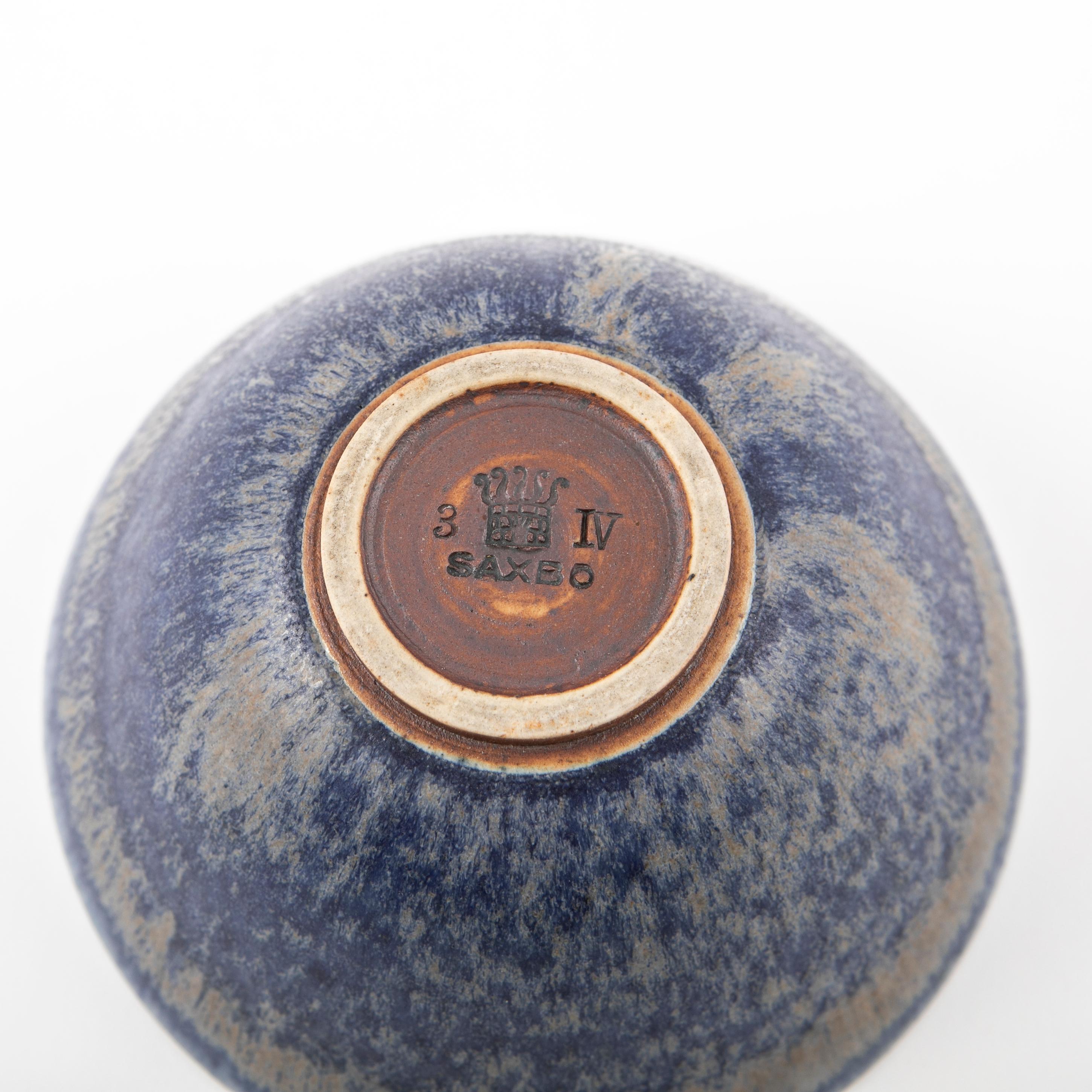 Saxbo Blue Glazed Stoneware Bowl For Sale 1