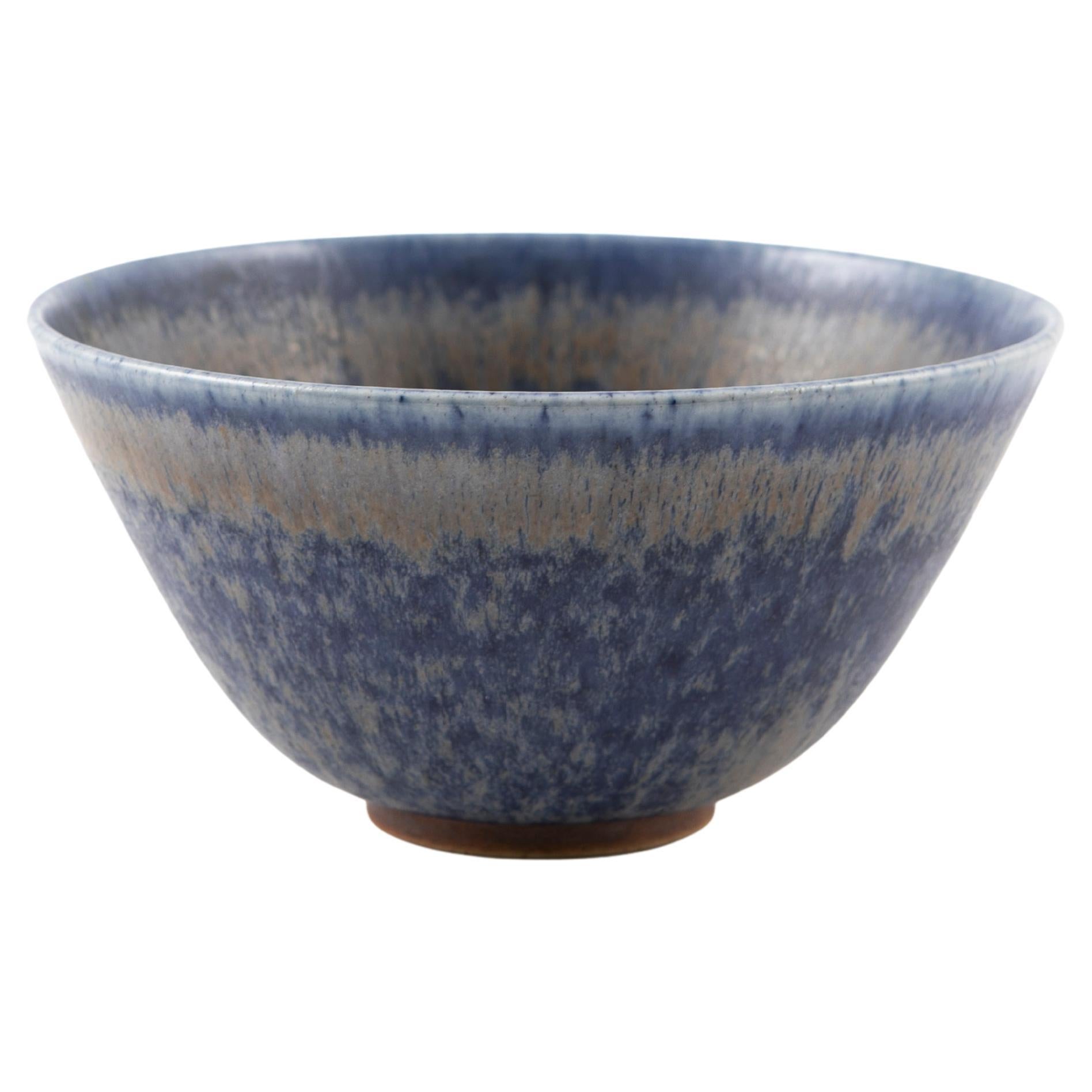 Saxbo Blue Glazed Stoneware Bowl For Sale