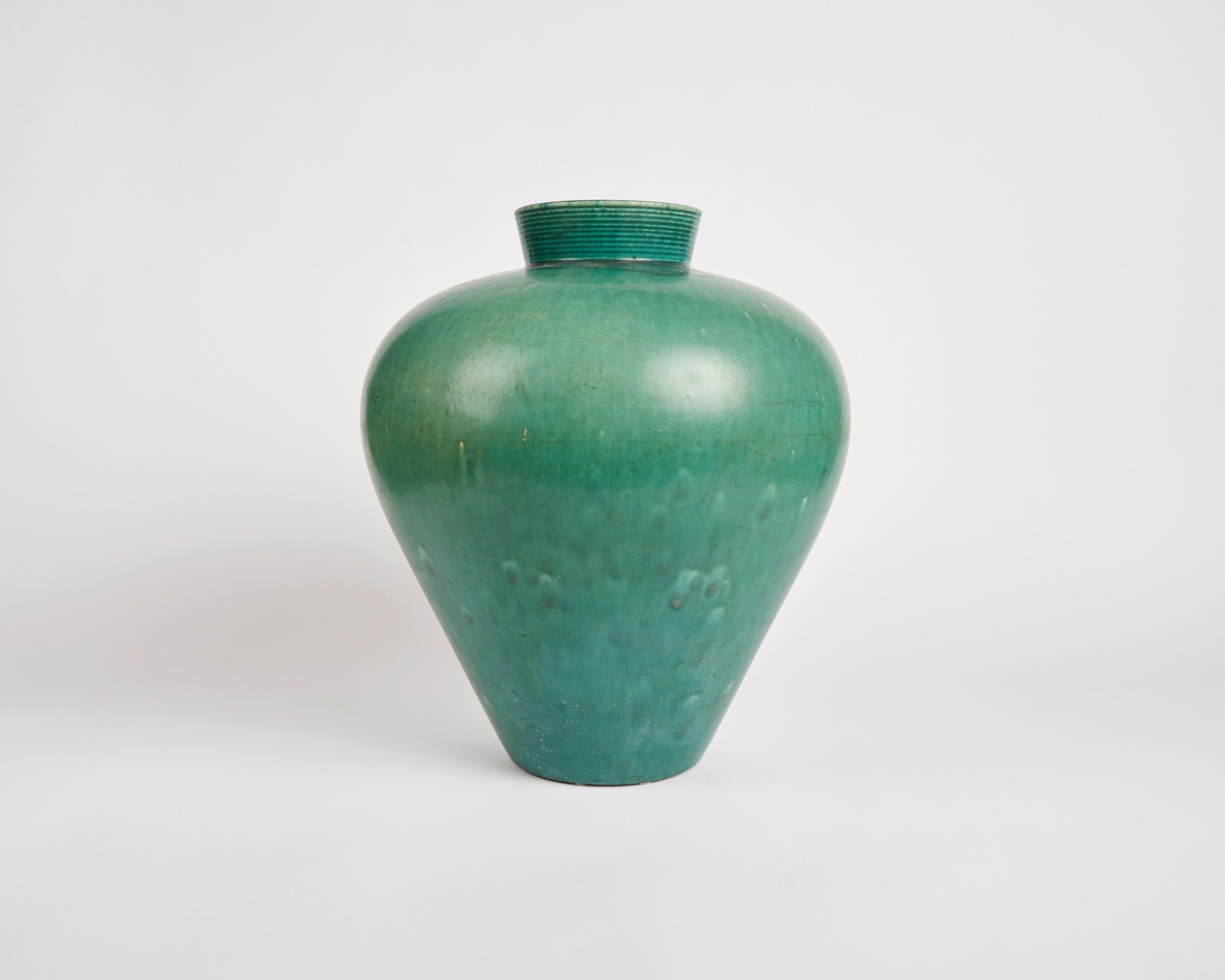 Glazed Saxbo Large Vase with Threaded Neck, Denmark, 20th Century For Sale