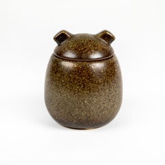 Saxbo Lidded Stoneware Jar by Erik Rahr, Mottled Brown Glaze