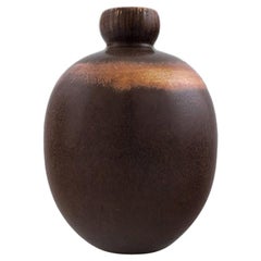 Saxbo: Rarely Shaped Vase Decorated with Dark Brown Glaze.