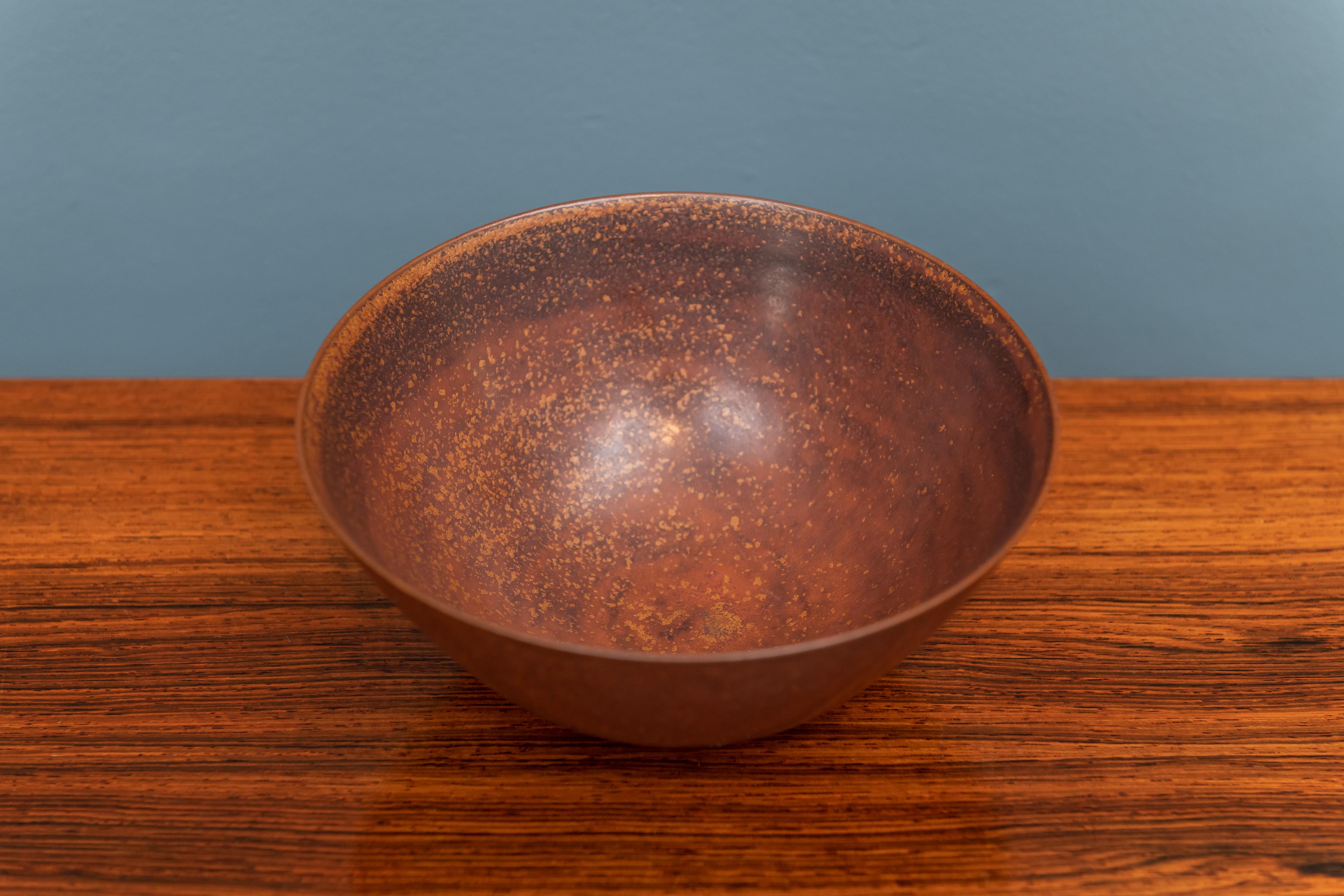 Scandinavian Modern Saxbo stoneware ceramic bowl or vase, signed.
