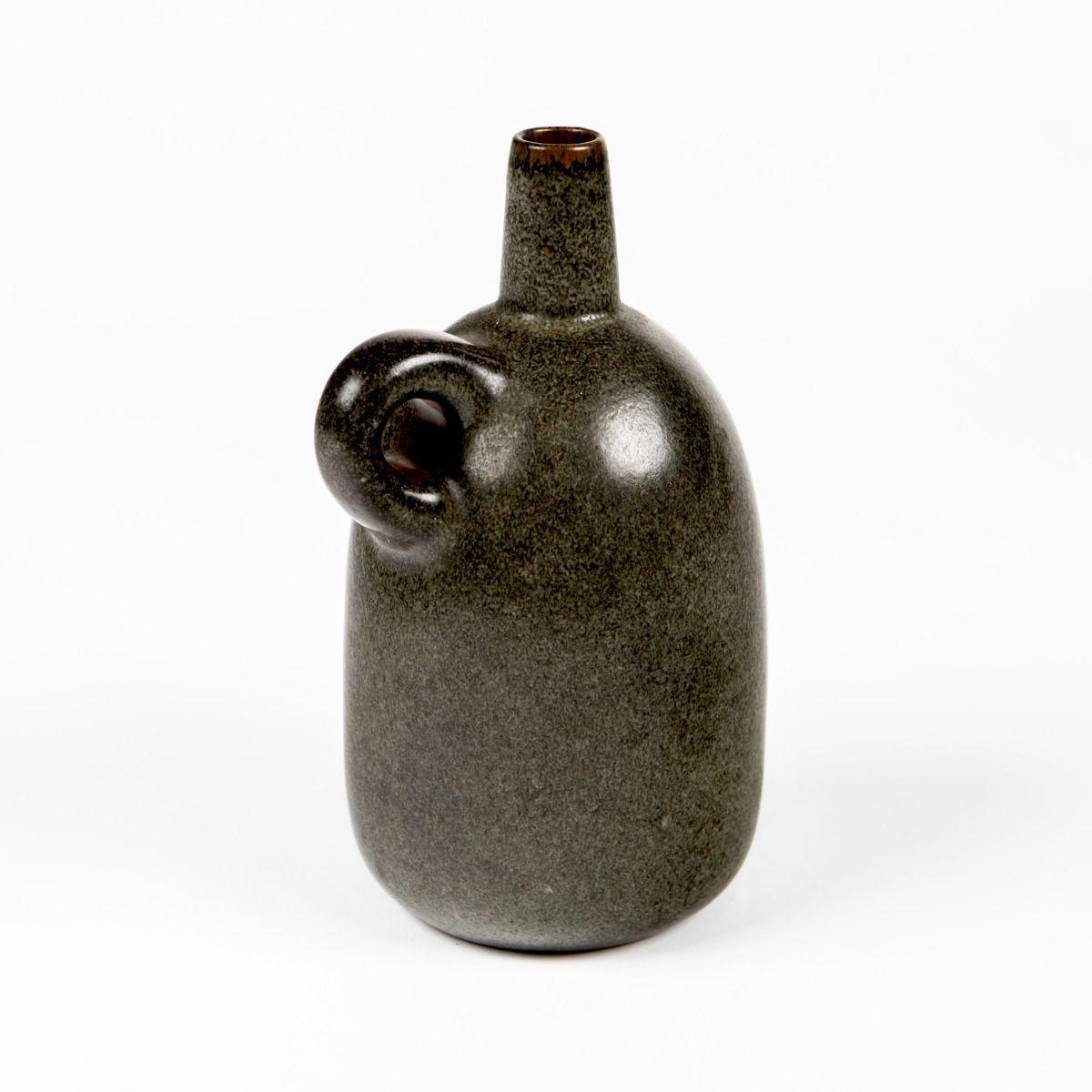 Danish Saxbo Stoneware Pitcher with Rich Brown Glaze by Erik Rahr, Denmark For Sale