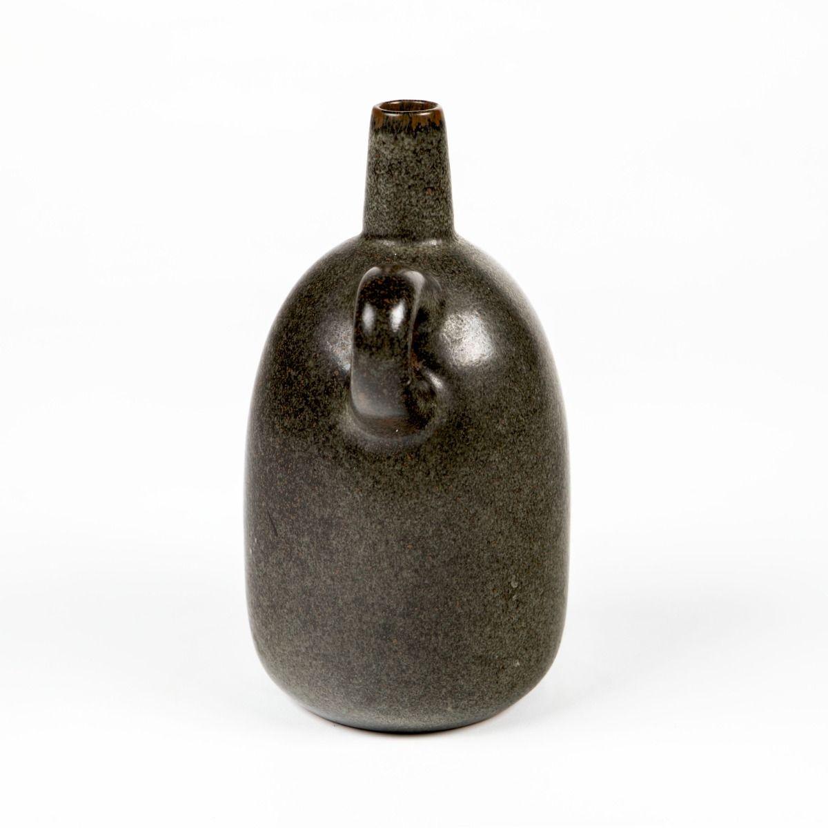 Glazed Saxbo Stoneware Pitcher with Rich Brown Glaze by Erik Rahr, Denmark For Sale