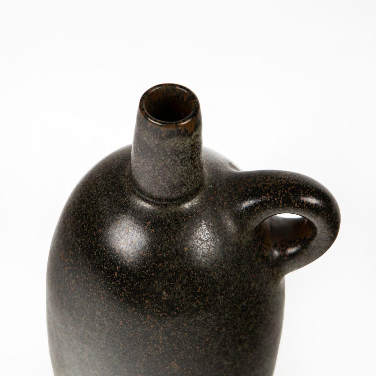 20th Century Saxbo Stoneware Pitcher with Rich Brown Glaze by Erik Rahr, Denmark For Sale