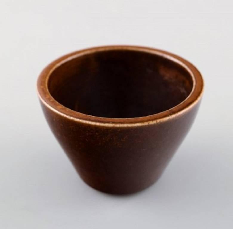 Scandinavian Modern Saxbo Stoneware Vase in Modern Design, Glaze in Brown Shades For Sale